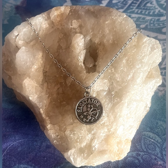 New Silver Stamped Sagittarius Zodiac Astrology Sign Pendant 24" Chain Necklace - Picture 1 of 6